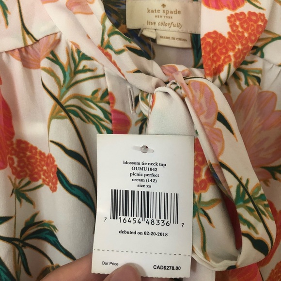 Kate Spade blossom tie neck top - Picture 3 of 3